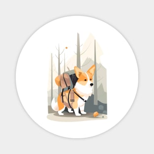 the corgi goes on a hike Magnet